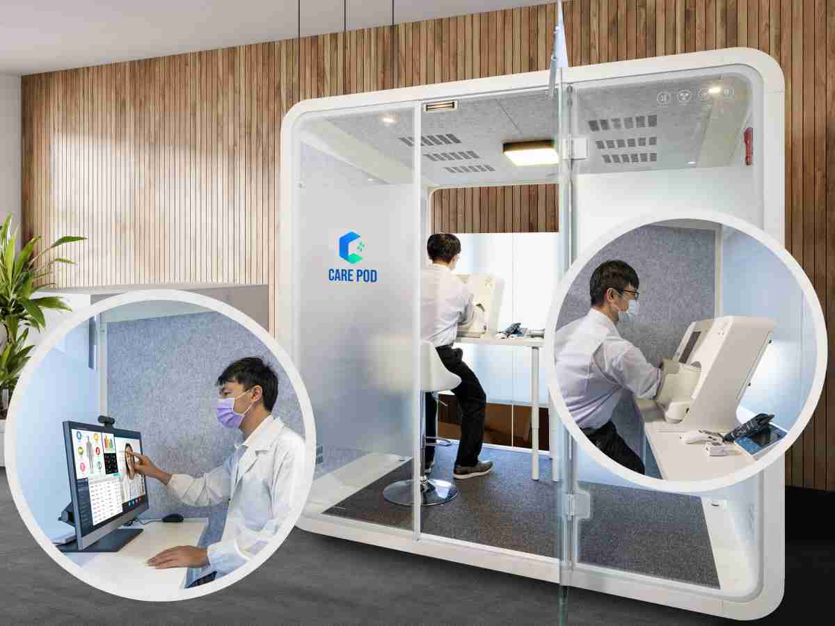 达擎于医疗科技展中展出＂远距诊疗舱＂，，以因应医疗数字化及社会高龄化趋势下、、、复诊及慢性病患等族群对于远距看诊需求逐渐升高所推出的创新整合方案。。多功能合一、、高隐私性的远距诊疗舱可根据病患端与医师端的不同需求，，，，提供弹性化及客制化功能，，，，节省医生和病患的精力及时间