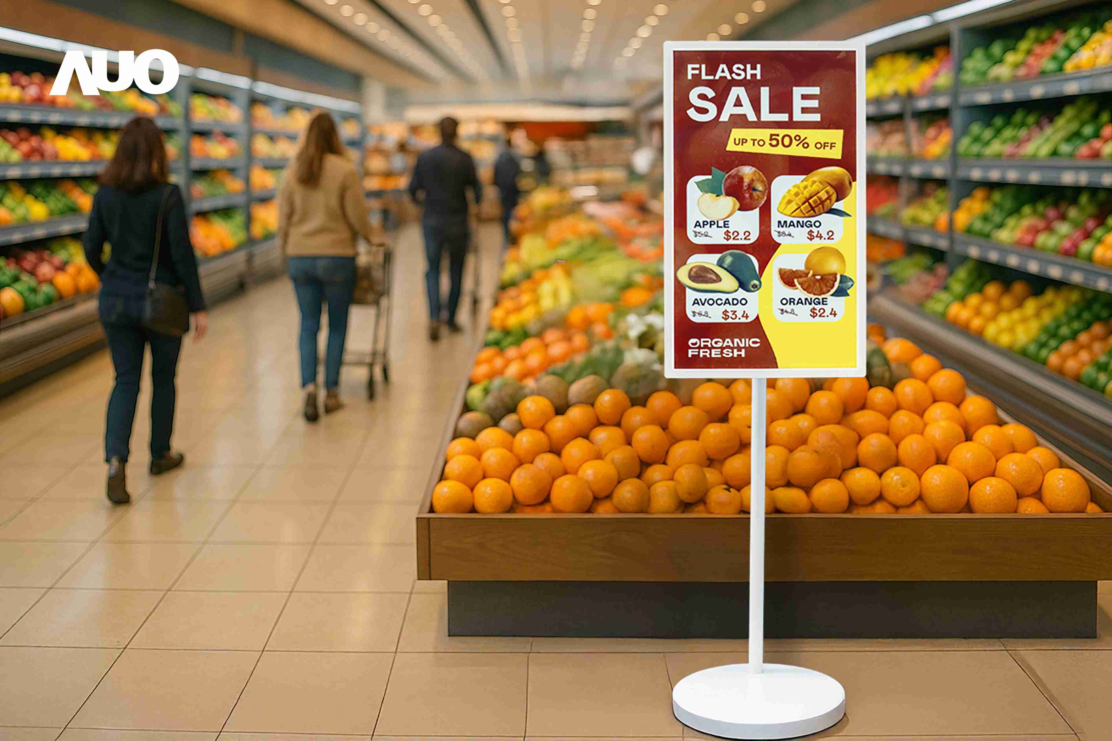 达擎首亮相低功耗、、、全彩的〝aecoPost电子纸解决方案〞，，仅在更新画面时需要微量的电力驱动，，，，无需布建电线的便捷设计，，，，使其可灵活应用、、、随意置放，，，，并可透过云端或行动装置app，，，轻松管理及排程广告内容，，晋升店头营销利器。。。。